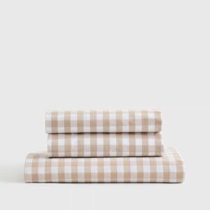 NWOT QUINCE Classic Organic Percale Gingham Fitted Sheet SET Cafe King SOLD OUT